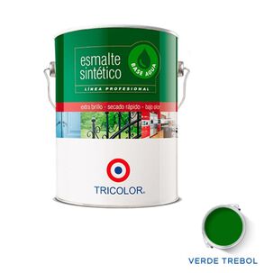 Esmalte Sintetico Base Agua Prof 1 Gl Verde Trebol Tricolor